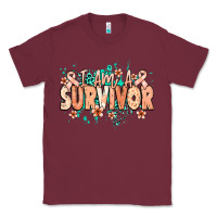 Burgundy I am a survivor peach ribbon Classic Tee - NancyCooperArtShop
