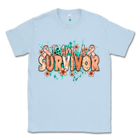 Dusty Blue I am a survivor peach ribbon Classic Tee - NancyCooperArtShop