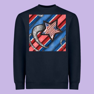 Stripes & Stars Seamless Pattern Heavyweight Sweatshirt Designed By Bundleandbundleshop