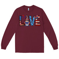 Burgundy 4th Of July love gnome Long Sleeve Tee - HowdyJamesFarm
