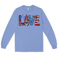 Colony Blue 4th Of July love gnome Long Sleeve Tee - HowdyJamesFarm
