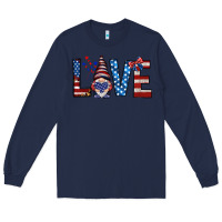 Navy 4th Of July love gnome Long Sleeve Tee - HowdyJamesFarm