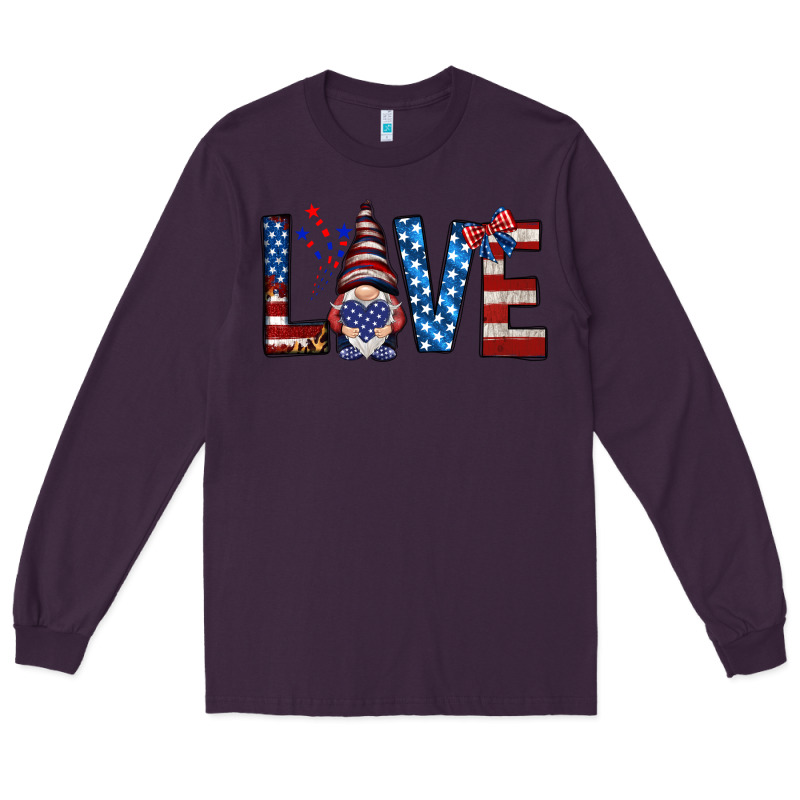 4th Of July Love Gnome Long Sleeve Tee by HowdyJamesFarm | Teevron