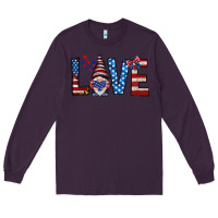 Plum 4th Of July love gnome Long Sleeve Tee - HowdyJamesFarm