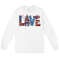 White 4th Of July love gnome Long Sleeve Tee - HowdyJamesFarm