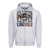 Heather Grey just a regular mom trying not to raise liberals Zipper Hoodie - CowhideDigitalArt