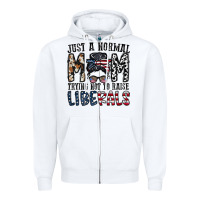 White just a regular mom trying not to raise liberals Zipper Hoodie - CowhideDigitalArt