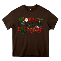 Chocolate Brown Santa's Favorite Caregiver Christmas Heavy Core Tee - LillyAllenDesigns
