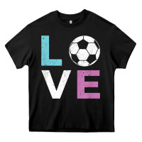Black Soccer Gift for Girls Women I Love Soccer Vintage Heavy Core Tee - minhPixels
