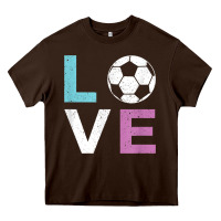 Chocolate Brown Soccer Gift for Girls Women I Love Soccer Vintage Heavy Core Tee - minhPixels