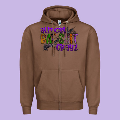 Almost Bat Shit Crayz Zipper Hoodie Designed By Sublimationcraftshop