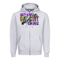Heather Grey almost bat shit crayz Zipper Hoodie - SublimationCraftShop