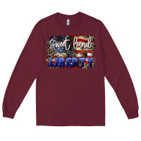 Burgundy Sweet land of liberty 4th of july Long Sleeve Tee - CowGirlArtShop