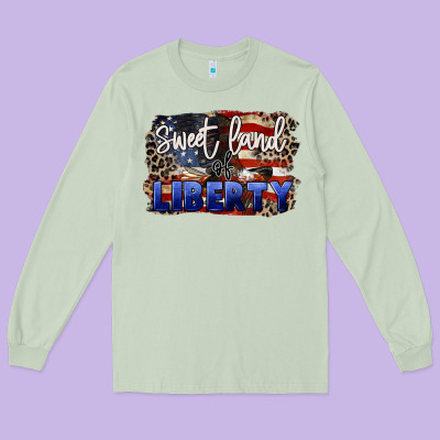 Sweet Land Of Liberty 4th Of July Long Sleeve Tee Designed By Cowgirlartshop