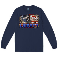 Navy Sweet land of liberty 4th of july Long Sleeve Tee - CowGirlArtShop