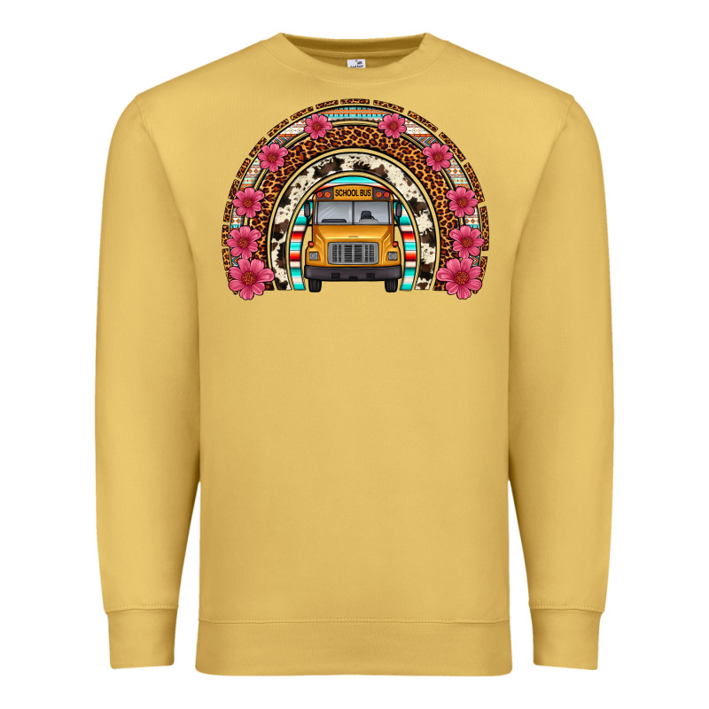 School Bus Leopard Cowhide Rainbow Premium Sweatshirt by Artiststas | Teevron