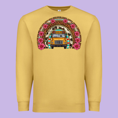 School Bus Leopard Cowhide Rainbow Premium Sweatshirt Designed By Artiststas