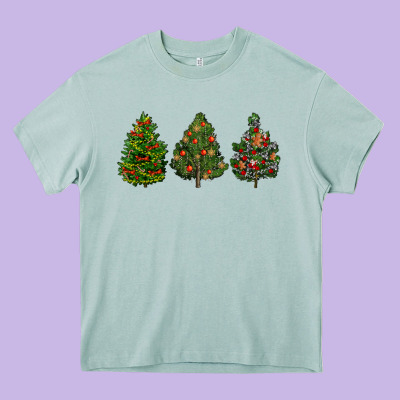 Christmas Trees Heavy Core Tee Designed By Lillyallendesigns