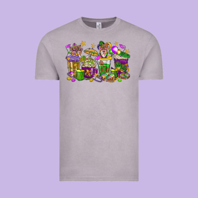 Mardi Gras Coffee Cups Vintage Tee Designed By Howdyjamesfarm