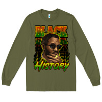Army Green Black history afro man Long Sleeve Tee - HowdyJamesFarm