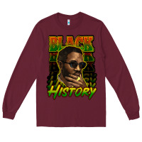Burgundy Black history afro man Long Sleeve Tee - HowdyJamesFarm
