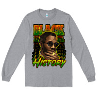 Heather Grey Black history afro man Long Sleeve Tee - HowdyJamesFarm