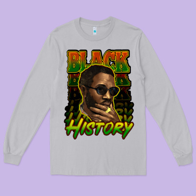 Black History Afro Man Long Sleeve Tee Designed By Howdyjamesfarm