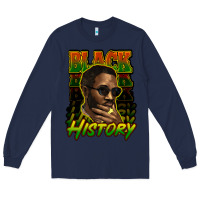 Navy Black history afro man Long Sleeve Tee - HowdyJamesFarm