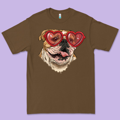 English Bulldog With Love Glass Premium Tee Designed By Ranaportraitstore