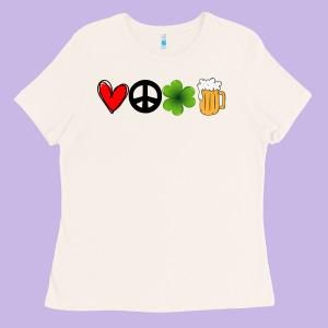 Funny St Patricks Day Love Peace Clover And Beer Ladies Tee Designed By Bettercallsaul