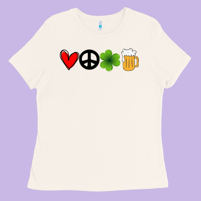 Funny St Patricks Day Love Peace Clover And Beer Ladies Tee Designed By Bettercallsaul