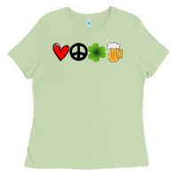 Matcha Funny St Patricks Day Love Peace Clover and Beer Ladies Tee - Bettercallsaul
