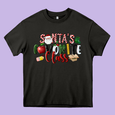 Santa's Favorite Class Christmas Heavy Core Tee Designed By Lillyallendesigns