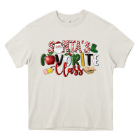 Cream Santa's Favorite Class Christmas Heavy Core Tee - LillyAllenDesigns