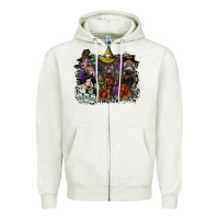 Oatmeal Heather animal halloween Zipper Hoodie - SublimationCraftShop