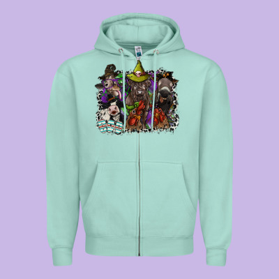 Animal Halloween Zipper Hoodie Designed By Sublimationcraftshop