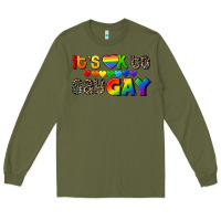 Army Green It's okay to say Gay pride Long Sleeve Tee - CowGirlArtShop