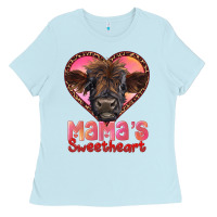 Baby Blue mama's sweetheart highland calf Ladies Tee - RanaPortraitStore