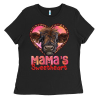 Black mama's sweetheart highland calf Ladies Tee - RanaPortraitStore