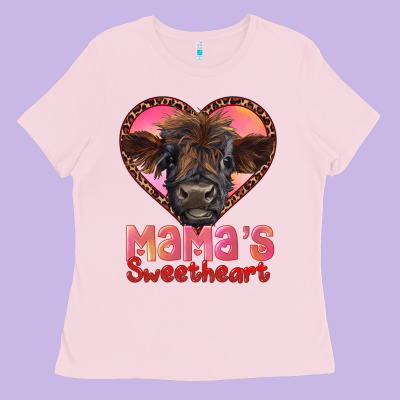 Mama's Sweetheart Highland Calf Ladies Tee Designed By Ranaportraitstore
