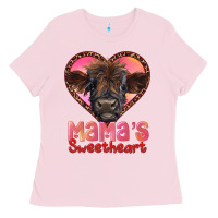 Bubblegum Pink mama's sweetheart highland calf Ladies Tee - RanaPortraitStore
