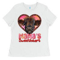 White mama's sweetheart highland calf Ladies Tee - RanaPortraitStore
