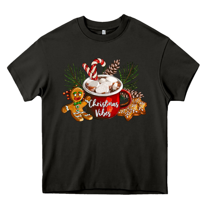 Christmas Vibes Hot Cocoa Heavy Core Tee by LillyAllenDesigns | Teevron