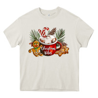 Cream christmas vibes hot cocoa Heavy Core Tee - LillyAllenDesigns