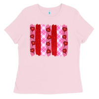 Bubblegum Pink valentine's day brushstrokes Ladies Tee - RanaPortraitStore