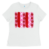 White valentine's day brushstrokes Ladies Tee - RanaPortraitStore