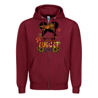 Burgundy august girl Zipper Hoodie - SublimationCraftShop