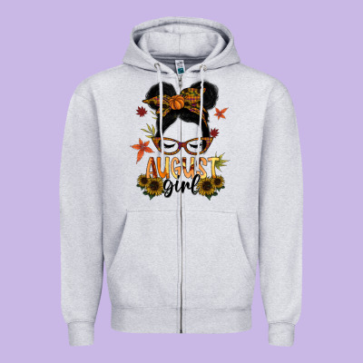 August Girl Zipper Hoodie Designed By Sublimationcraftshop