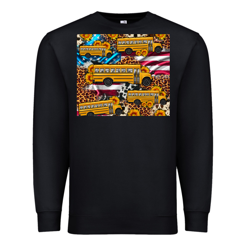School Bus American Flag Sunflower Cowhide Leopard Premium Sweatshirt by Artiststas | Teevron