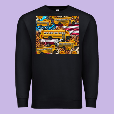 School Bus American Flag Sunflower Cowhide Leopard Premium Sweatshirt Designed By Artiststas